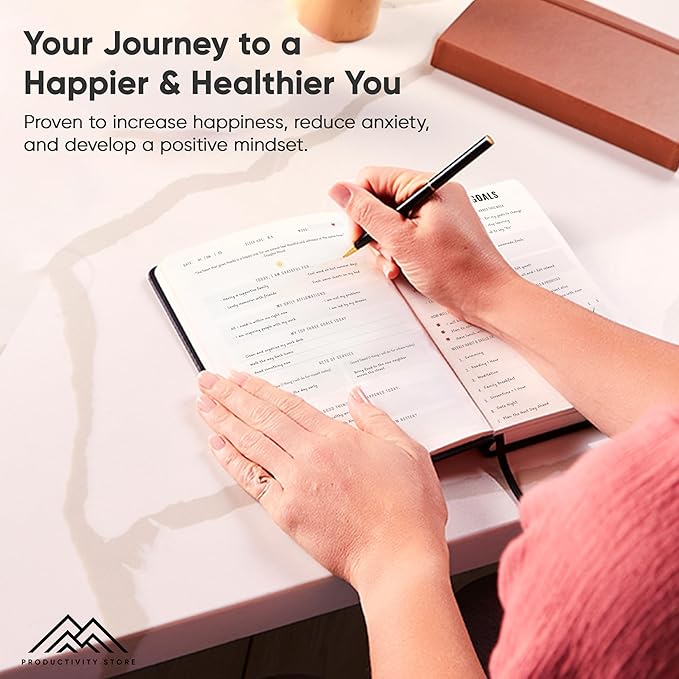 PRODUCTIVITY STORE Gratitude & Self-Care Journal - Guided Mindfulness & Mental Health Journal All-in-One with Prompts for Self Discovery - Daily Journal for Men & Women (A5, Blue)