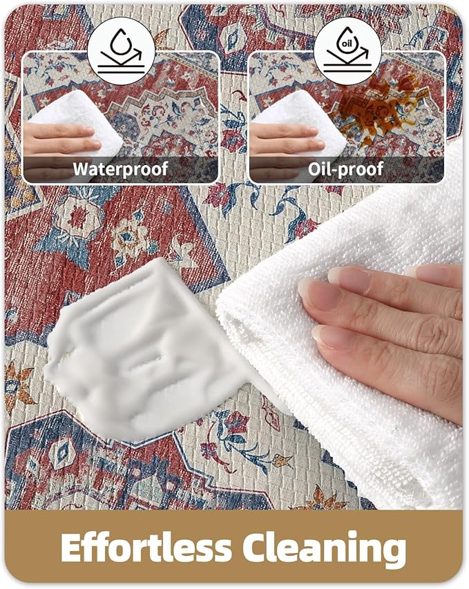 Color&Geometry Kitchen Floor Mats Anti Fatigue, Cushioned Boho Rugs,Waterproof Non Slip Kitchen Runner for Sink, Standing Mats for Office,24"x87",Red