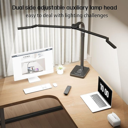 Office Home Desk Lamp,24W Super Bright Eye-Care Desk Lamp,Adjustable Gooseneck Office LED Task Light with Soft Non-Glare Lighting,Suitable for Studying,Reading (Black) (Plus)