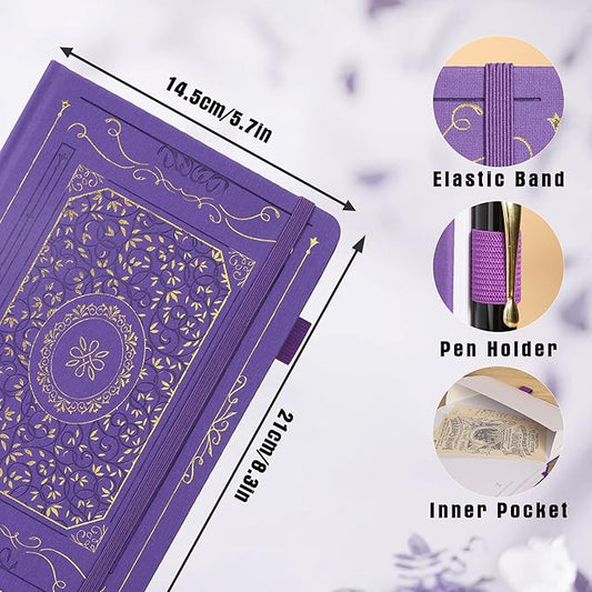 TIEFOSSI Bullet Dotted Notebook, 160gsm Thick Paper, Hardcover Dot Grid Journals for Women Men, 192 pages, for Travel, School and Office Use