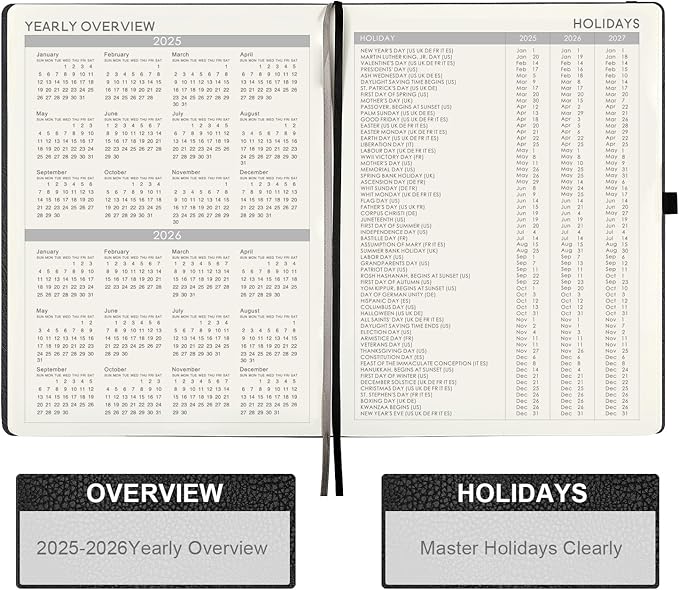 2025-2026 Planner-Weekly & Monthly Planner 2025-2026 with Pen Loop, to Achieve Your Goals & Improve Productivity, July 2025 - June 2026, Thick Paper, Inner Pocket, 8.5" x 11" - Grey
