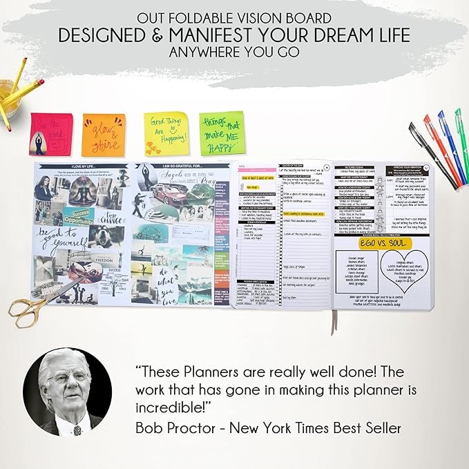 Self Care Journal - 5 Minute Mental Health & Manifestation Journal | 90-Day Undated Daily Planner for Positivity, Affirmations & Gratitude | Guided Mindfulness, Reflection | Vision Board + Stickers