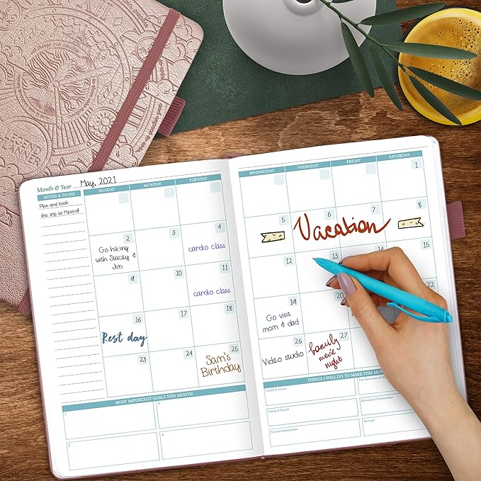 Legend Weekly Colorful Planner 2nd Edition – Undated Life & Work Agenda Journal for Time Management, Goal Setting, Productivity, Tasks & To Do Lists – A5 size, 5.8 ″ x 8.3″, Hardcover – Rose Gold