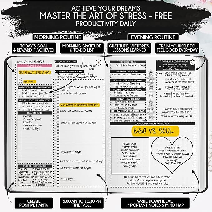 Manifestation Journal - 5 Minute Manifesting & Self Care Journal | 90-Day Undated Daily Planner for Positivity, Affirmations & Gratitude | Guided Mindfulness, Reflection | Vision Board + Stickers