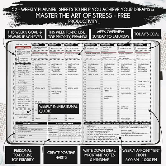 2026 Planner Weekly and Monthly | Law of Attraction Planner with Panduo App | A 12 Month Journey for Productivity, Gratitude & Goal Setting | Includes Foldable Vision Board, Gift Box & Stickers