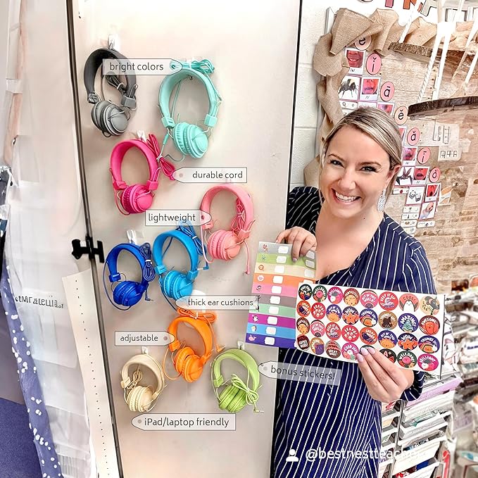 AILIHEN Kids Headphones Bulk 20-Pack for School Classroom K-12, On-Ear Wired Headsets with Microphone & 85dB Volume Limited & Sharing, 3.5mm Jack for Chromebook, Computer, Laptop (Multicolor)