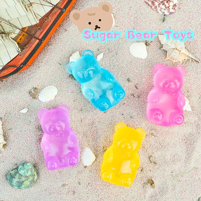 2 Packs Gummy Bear Toys, Stress Bear Squishy Ball, Sugar Filled Squishy Toys, High Density Squeeze Balls for Students Calming - Ultra-Soft Decompression Venting Toys