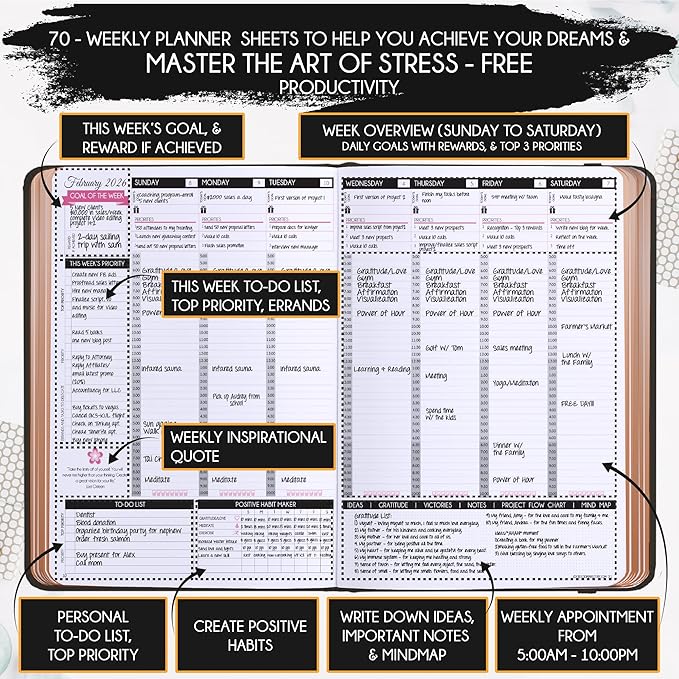 2025-2026 Planner Weekly and Monthly | 16-Month Life Planner to Increase Focus & Productivity | Reduce Overwhelm & Achieve Your Biggest Goals | Include Gift Box & Stickers | Sep 2025-Dec 2026