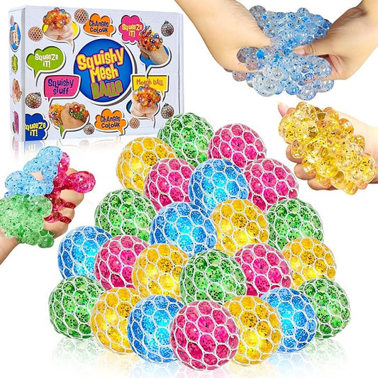 24 Pack Stress Balls Set Fidget Toys for Adults, Halloween Party Favors for Kids Adults School Class Birthday Gifts,Squishy Toys, Squeeze Balls Bulk ,Goodie Bag Stuffers Hand Exercise Balls