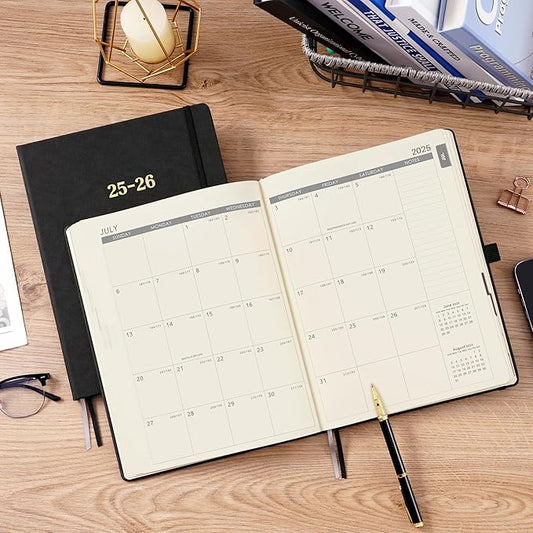 2025-2026 Planner - Academic Planner 2025-2026, Leather Weekly Monthly, Jul.2025 - Jun.2026, 9" x 11", Inner Pocket + Bookmarks+ Leather Hardcover