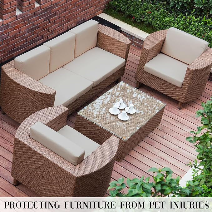 8Pcs Stretch Patio Cushion Cover Waterproof Outdoor Cushions Covers,Slipcovers Polyester Fiber (Cover Only)
