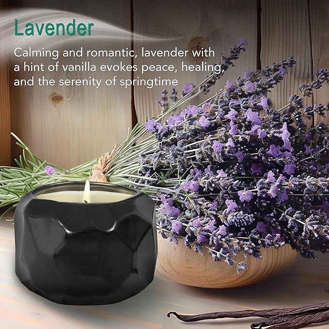 The Growing Candle, Lavender Scented, 13oz Ceramic Pot, Single Wick Aromatherapy Candles, 100% Soy for Women and Men, Emma