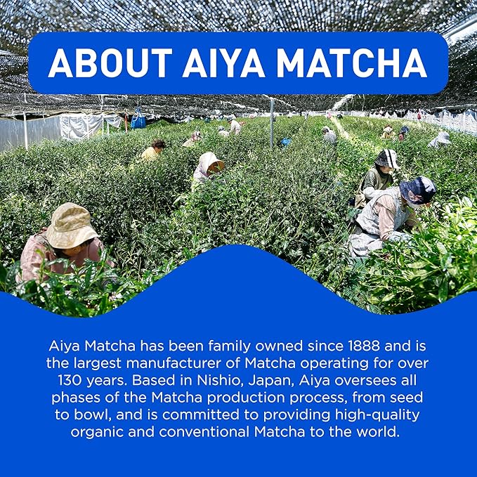 Aiya Sugar-Free Sweetened Matcha To Go Sticks - Stevia Sweetened Packets, Premium Japanese Matcha Powder, Gluten-Free - 10 Single-Serving Sticks