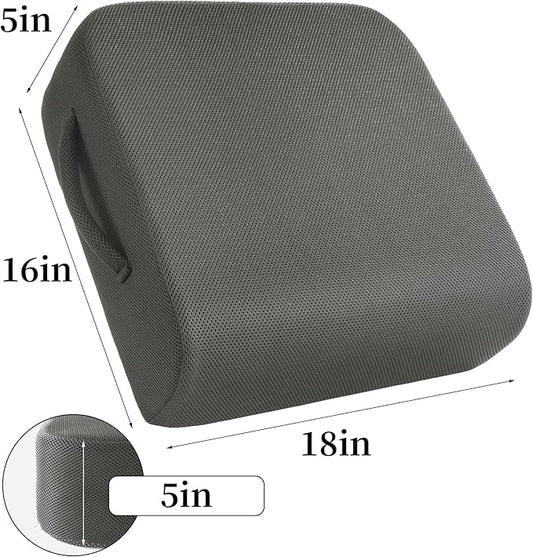 MABOZOO Extra Thick Chair Cushions,Office Chair Booster Seat Cushion to Raise Seat Height for Pain Relief,18 x 16 x 6 inch Non Slip Memory Foam Thick Cushion with Carry Handle(Dark Grey)