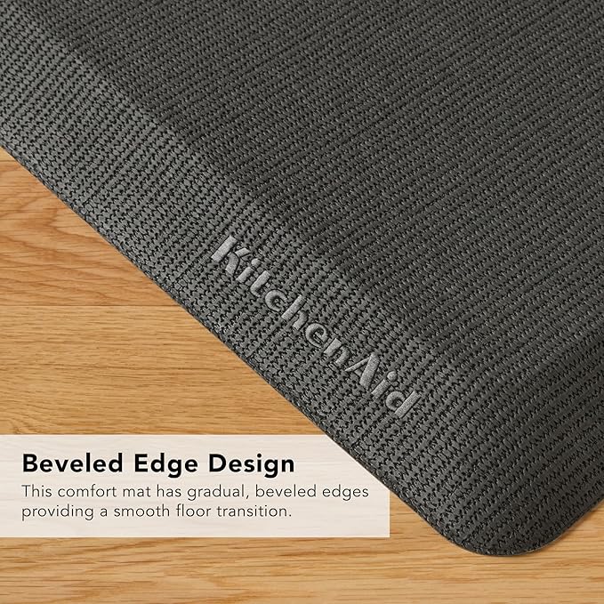 KitchenAid Gourmet Series Kitchen Comfort Gel Mat, Solid Basketweave, Charcoal Grey, 20"x39"