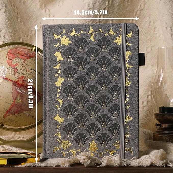 TIEFOSSI Bullet Dot Journal, Vintage Journal Notebook for Women Men, 160 GSM 192 Premium Pages, A5 Hardcover Journaling Notebooks Gift, for Travel Office Daily Writing