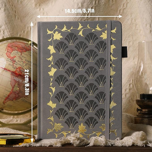 TIEFOSSI Bullet Dot Journal, Vintage Journal Notebook for Women Men, 160 GSM 192 Premium Pages, A5 Hardcover Journaling Notebooks Gift, for Travel Office Daily Writing