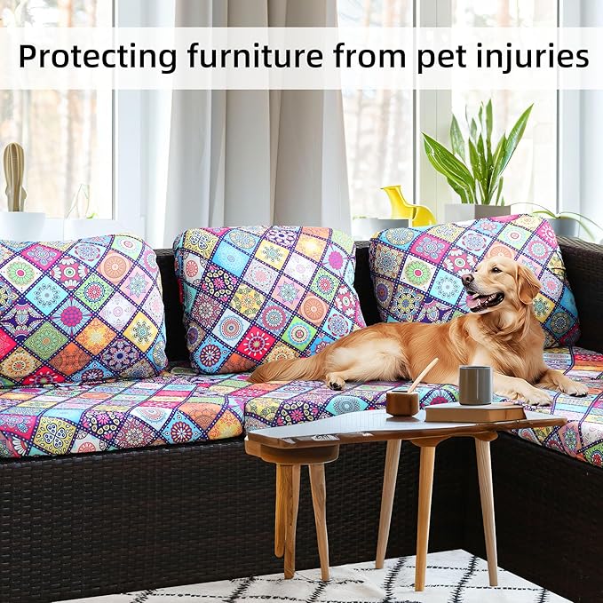 8Pcs Stretch Patio Cushion Covers,Outdoor Couch Covers Replacement,Outdoor Couch & Sofa Slipcovers,for Patio Furniture Cushion Covers,Washable Reusable Furniture Protector(Colored Glass,Cover Only)