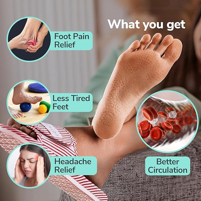 Acupressure Massage Slippers for Plantar Fasciitis & Neuropathy Relief – Reflexology Massager Sandals, Ideal Gift for Men & Women, Stress & Tension, Pain Management for Foot Health