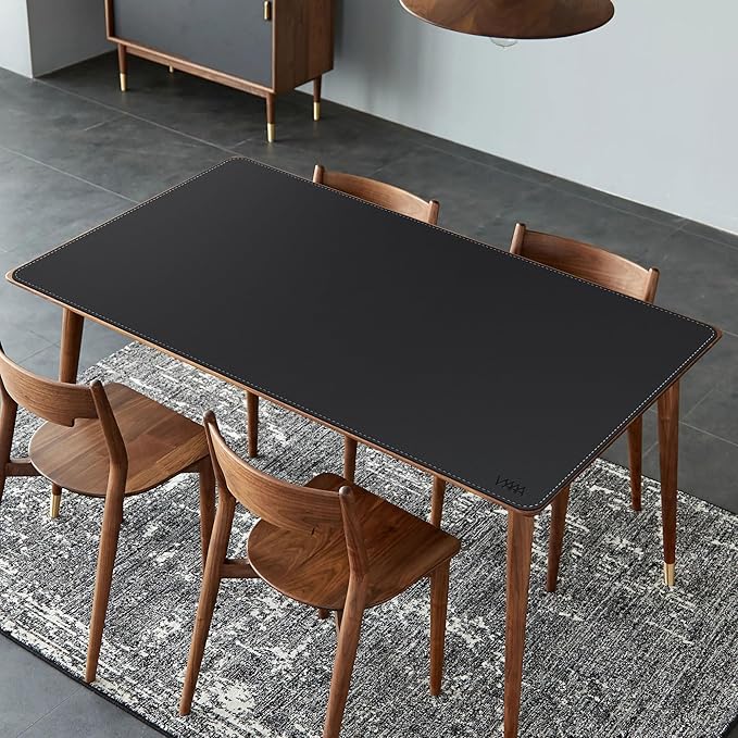 VYAAA Leather Desk Mat, 51"×27.5" Large Mouse Pad, Desktop Protector for Desk, Multifunctional Keyboard Mouse Pad for Home or Office (Black)