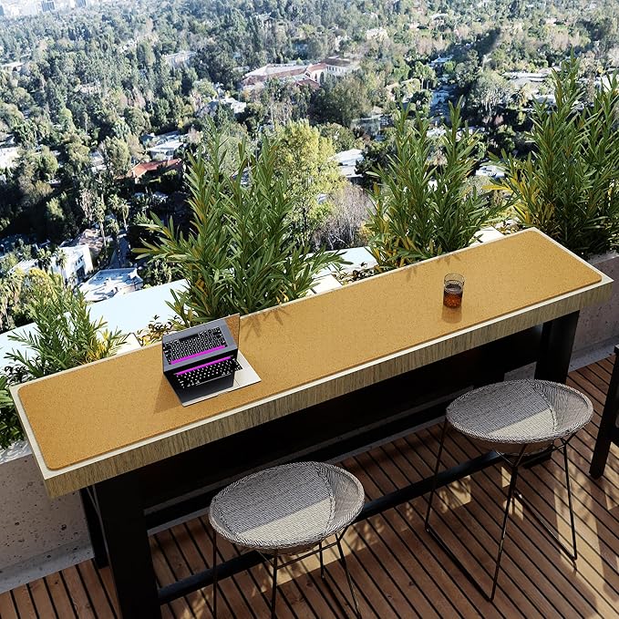 Vyaaa 78.7"x15.7" PU Leather & Cork Large Desk Mat (Black) - XXL Extended Mouse pad, Reversible Desk Protector, Non-Slip Computer Desk pad for Office, Gaming, Home