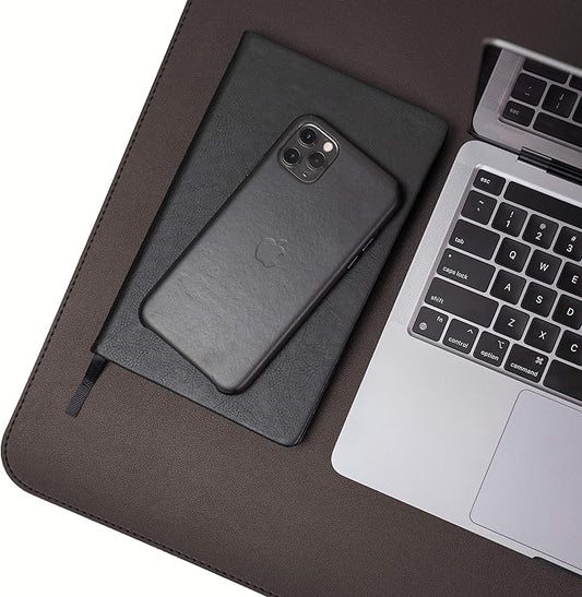 Vine Creations Leather Desk Mat Large 36" x 20", Desk Protector Mat, PU Leather Desk Pad, Non-Slip Large Mouse Pad, Desk Blotter, Desk Pads on Top of Desks, Office Desk Matt for Desktop (Dark Brown)