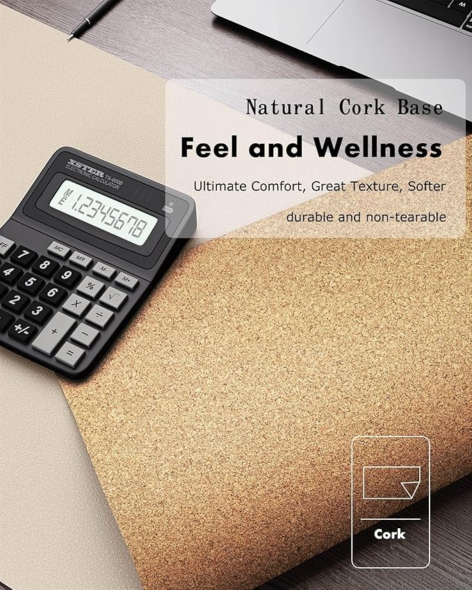 YSAGi Double-Sided Desk Pad, Leather Desk Mat, Eco Cork Desk Pad Protector, Large Mouse Pad for Desk, Waterproof Desk Blotter Pad, Desk Writing Pad for Office Work/Home (Beige/Cork,47.2" x 17")