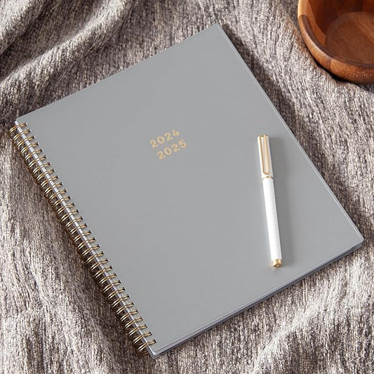 Blue Sky 17 Month 2024-2025 Academic Year Weekly and Monthly Planner From August 2024 - December 2025, 8.5" x 11", Flexible Cover, Wirebound, Silver Metallic (150659)