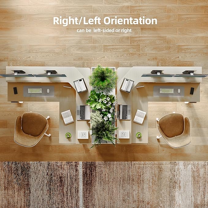 YDN Dual Motor 63" L Shaped Standing Desk with Drawers, Electric Height Adjustable Standing Desk with Monitor Stand & Splice Board, White Frame/Nature Top