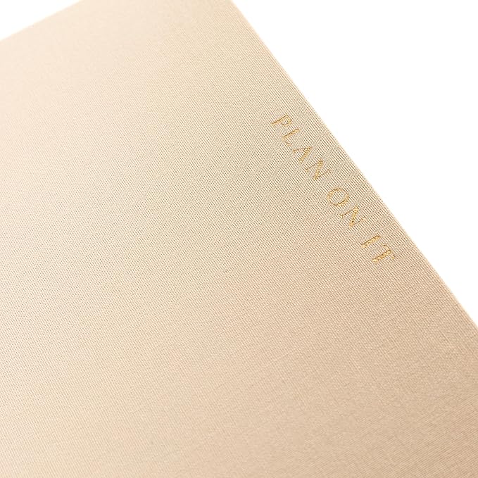 Daily Task Journal by Graphique Luxe Collection, Fabric-Wrapped Hardcover Spiral Notebook for Planning & Writing, Priority List Planner with Magnetic Bookmarks & Gold Foil Embossing,192 Pages, 6” x 8”, Taupe