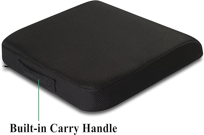 Extra-Large Memory Foam Seat Cushion – Perfect for Office Chair and Wheelchair – Does Not Slip Even on Smooth Marble Floors – Washable & Breathable Cover – Relieves Back Pain – 19”x17”x3”