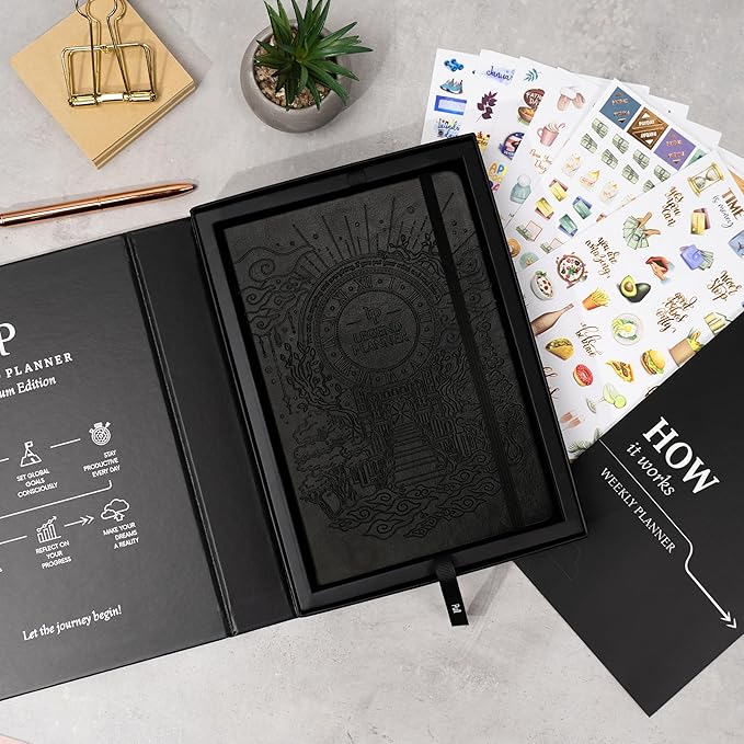 Legend Weekly Planner Premium – Undated Weekly, Monthly & Budget Planner – Life Organizer for Time Management & Productivity, A5 (Black, New Cover)