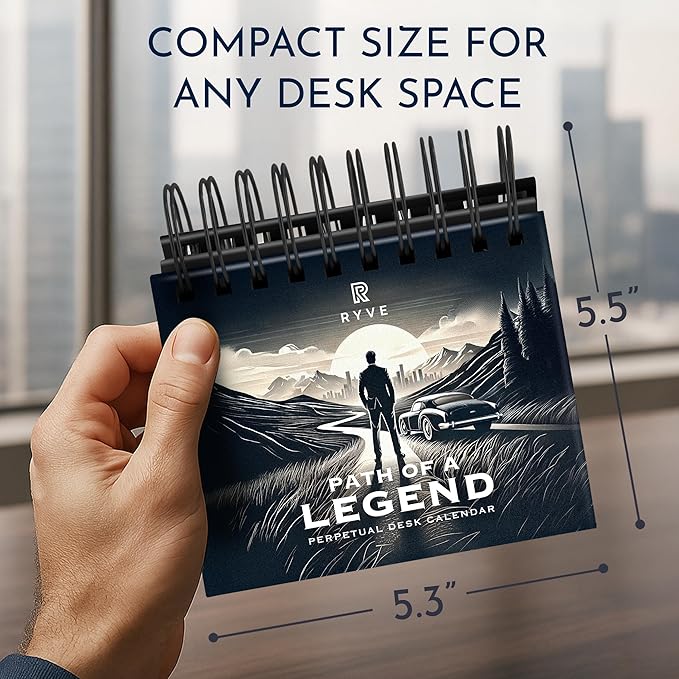 RYVE Motivational Quotes Desk Calendar – 366 Daily Reflections for Personal Growth – Office Accessories and Gifts for Men, Mindfulness Flip Calendar, Inspirational Desk Quote