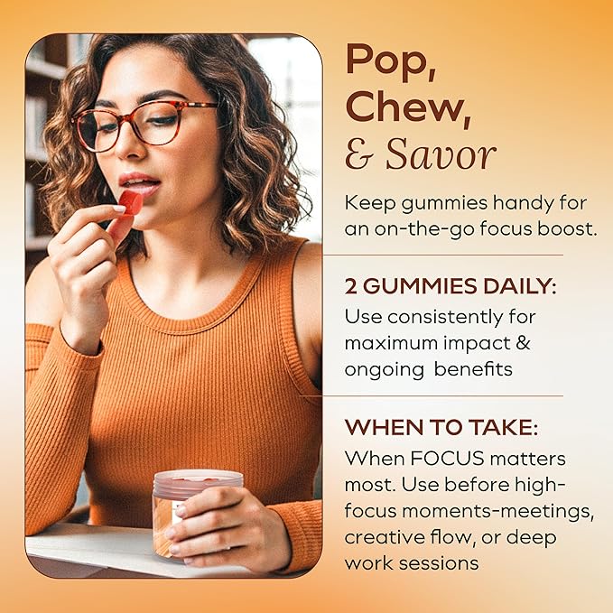 Lions Mane Mushroom Gummies for Focus and Memory - 500mg Fruiting Body Extract - Cognitive Support and Brain Health Supplements for Adults and Kids - Vegan, Gluten-Free - Canyon Cooler - 30 Servings