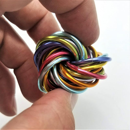 Möbii Fidget Ball (Solid Color): Quiet Mobius ADHD Anxiety Stim Stress Relief Toy Tool for Home Travel Office or Desk (Medium, Full, Mercury Silver)