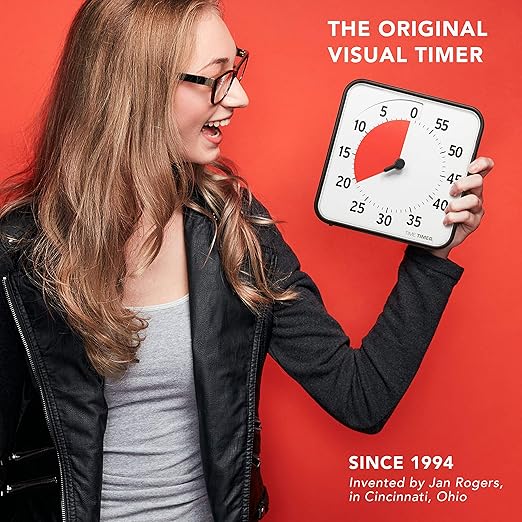 TIME TIMER 8 inch Visual Timer - 60 Minute Desk Countdown Clock with Dry Erase Activity Card, Also Magnetic - for Kids Classroom, Homeschooling Study Tool, Task Reminder, Home and Kitchen Timer