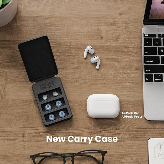 Foam Masters Ultra-Premium Memory Foam Ear Tips for AirPods Pro 1st & 2nd Gen | 3 Pairs | New Ver. | Secure Fit | Super Comfort | Better Noise Cancel | Replacement Buds (Large, Light Blue)