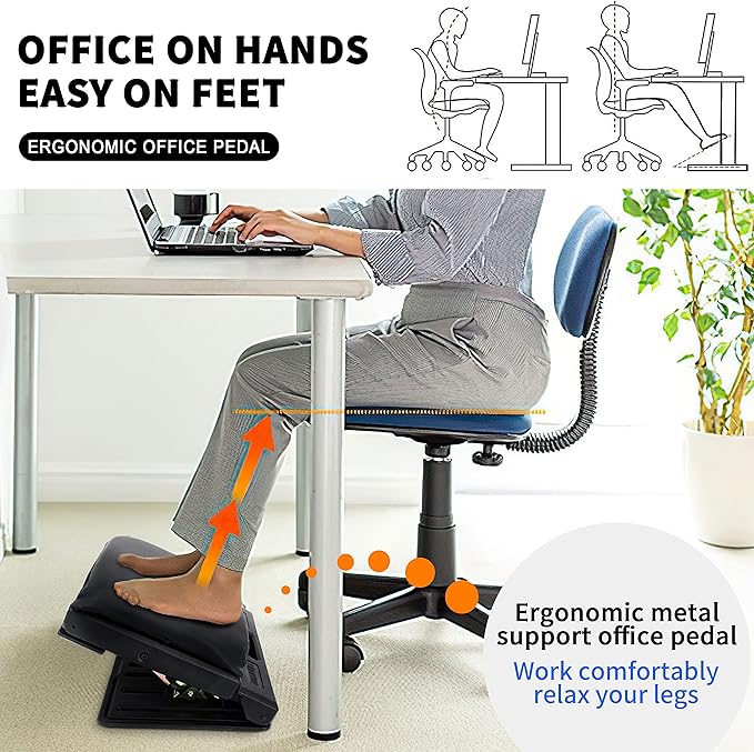Adjustable Footrest Can Be Adjusted in Multiple Angles and States, Cushion is Detachable, Suitable for Use in Multiple Scenarios Such As Office(Brown)