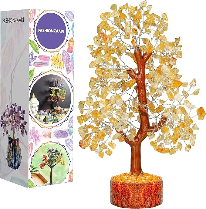 FASHIONZAADI Citrine Crystal, Reiki Tree, Artificial Tree, Citrine Stone, Spiritual Decor, Living Room Decor, Money Tree, Meditation Gifts, Citrine Crystal