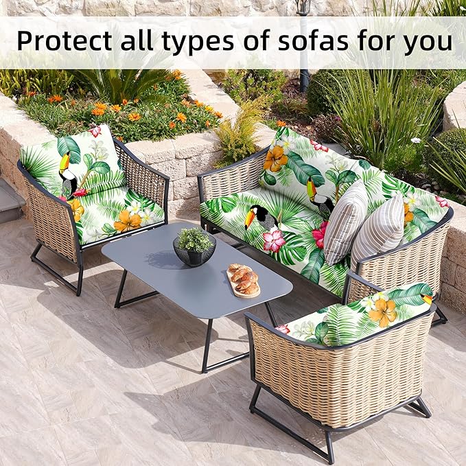 8Pcs Stretch Patio Cushion Covers Outdoor Cushion Covers,for Outdoor Couch Cushion Covers Replacement,Outdoor Sofa Covers Patio Slipcovers Couch Cover,Washable Furniture Cover(Pelican, Cover Only)