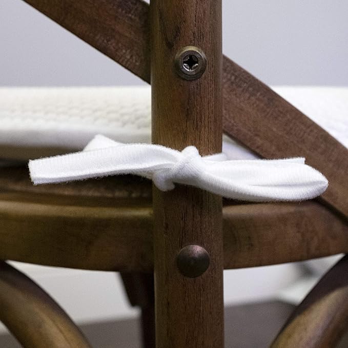 Sweet Home Collection Chair Cushion Memory Foam Pads with Ties Honeycomb Pattern Slip Non Skid Rubber Back Rounded Square 16" x 16" Seat Cover, 6 Pack, White 6 Pack