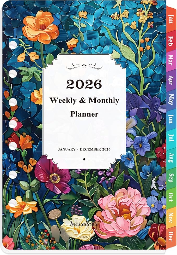 2026 Planner Refills - 7-Hole Punched Planner Refills 2026 with Colorful Tabs, JAN 2026 - DEC 2026, 5.5" x 8.5", A5 Planner Inserts, 2026 Weekly and Monthly Planner Refill with Monthly Pages & Weekly Pages - Dopamine Color