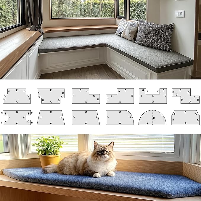 ColourTree Custom Size Cushion Cover, Slipcover Replaceable Bench Cushion Cover, Furniture/Window Seat Cover, 100+ Colors/Fabrics Can Choose (Custom Size Cover Only) (8 Inch Thick)