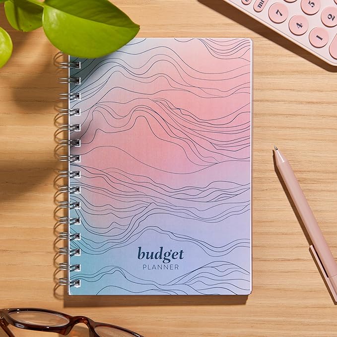Erin Condren Inspired by Erin Condren Budget Planner, 12-Month Undated Spiral Financial Planner, Compact A5 Monthly & Weekly Budget Tracker with Layers Cover