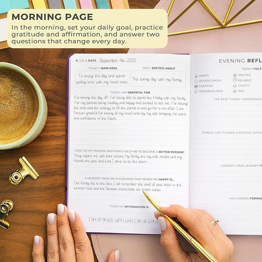 Clever Fox Gratitude Journal – Happiness, Positivity & Affirmation Daily Journal – Inspirational Daily Notebook – 3 Months, A5 (Purple)