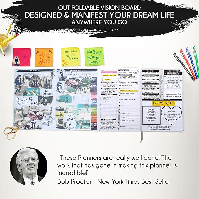 Law of Attraction Life & Goal Planner - A 90 Day Journey Creating Your Dream Life - Personal Gratitude Journal, Week Success Planner, Vision Board & Organizer + Planner Stickers, Undated