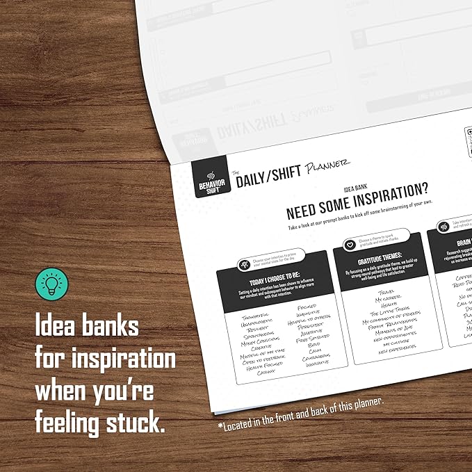 The Behavior Shift Daily Shift Desktop Planner - Undated Tear off Planner - Brain Dump Notepad & Organizer with Gratitude, Time Blocking, Prioritization & Goal Focus - 13 Week productivity Tracker
