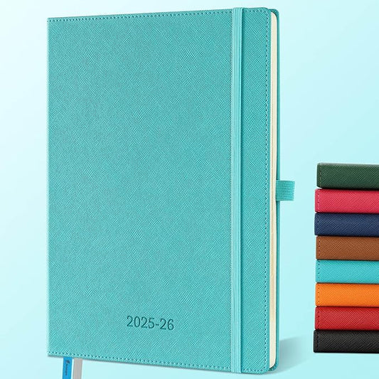 Weekly Monthly 2025-2026 Planner (July 25-Dec 26),11.5"x8.5",18 Months Agenda Plan with Month Tabs & Pocket,Expenses/Note Pages, Academic Calendar with Vegan Leather Cover,Light Blue