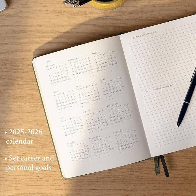 Anecdote 2026 Planner: 52 Week Daily Planner, Yearly, Monthly & Weekly Workflow for Planning Your Success – Vegan Leather Hardcover, Start Anytime & Achieve your Goals - Dutch Blue