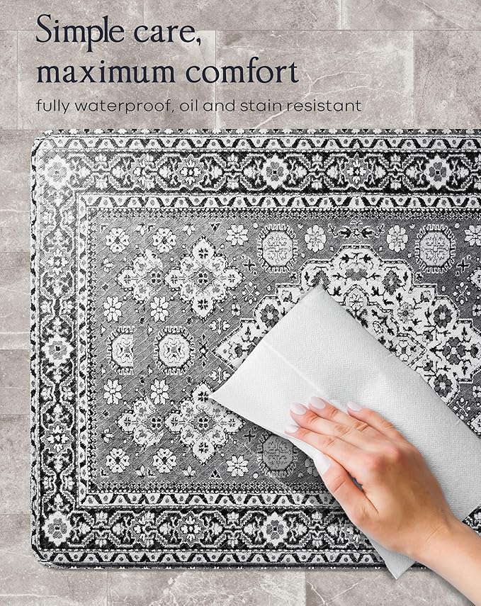 Anti-Fatigue Kitchen Mat Set – 2-Piece Memory Foam Cushioned Mats for Standing – Lava, 18×30 & 18×60, 0.4 in Thick, Waterproof, Non-Slip – Homergy